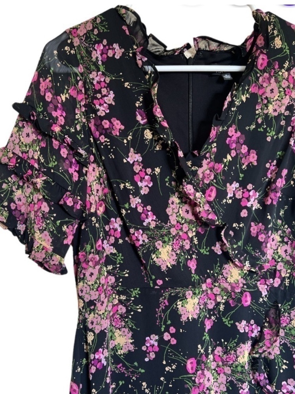 Kensie Floral Ruffle Dress | Feminine Flowy Midi Dress - Picture 3 of 8